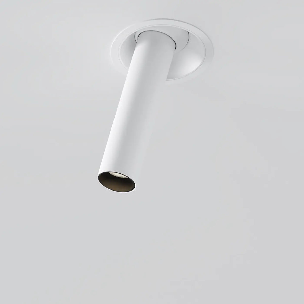 Spot semi-encastré LED à tube fin orientable, aluminium, blanc