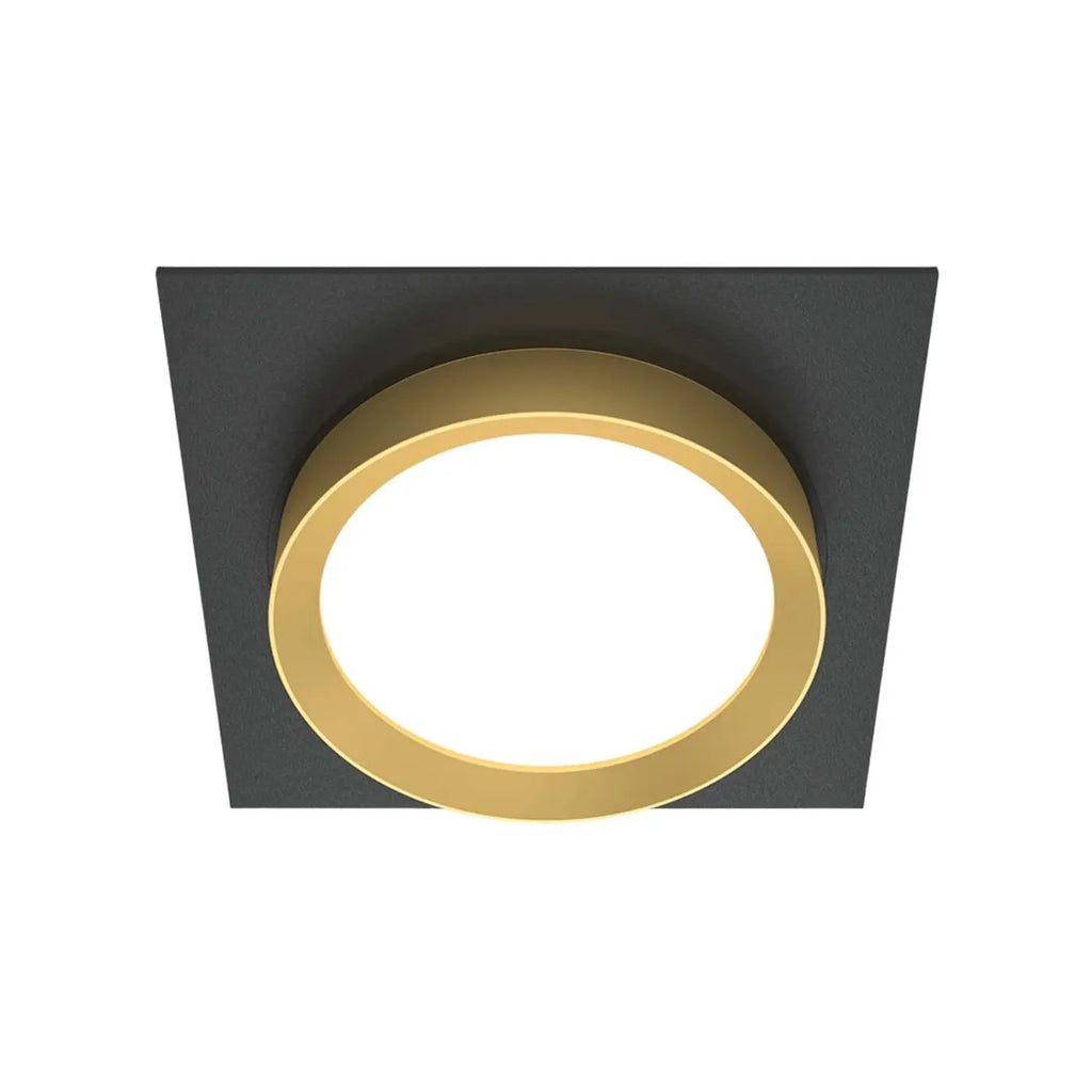 Spot semi-encastré : disque et cadre carré en acier