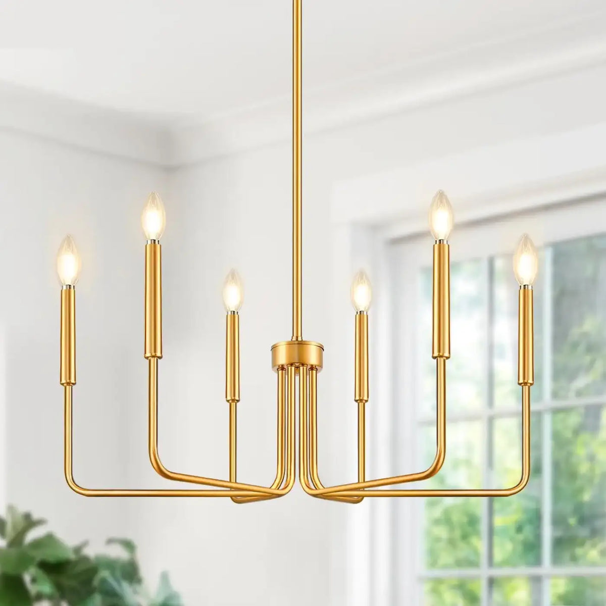 Lustre à six bras façon chandelier, noir ou doré, doré