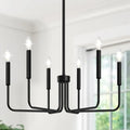 Lustre à six bras façon chandelier, noir ou doré, noir