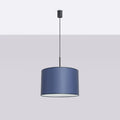 Suspension abat-jour cylindre en tissu de 40 cm, quatre décors, bleu marine/noir