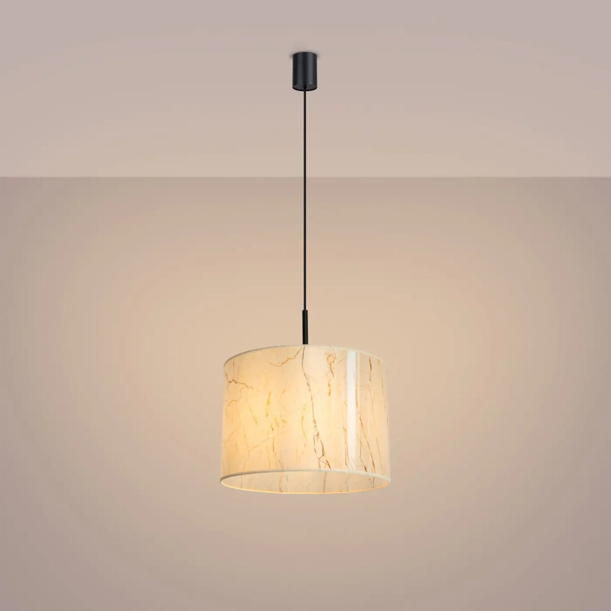 Suspension abat-jour cylindre en tissu de 40 cm, quatre décors