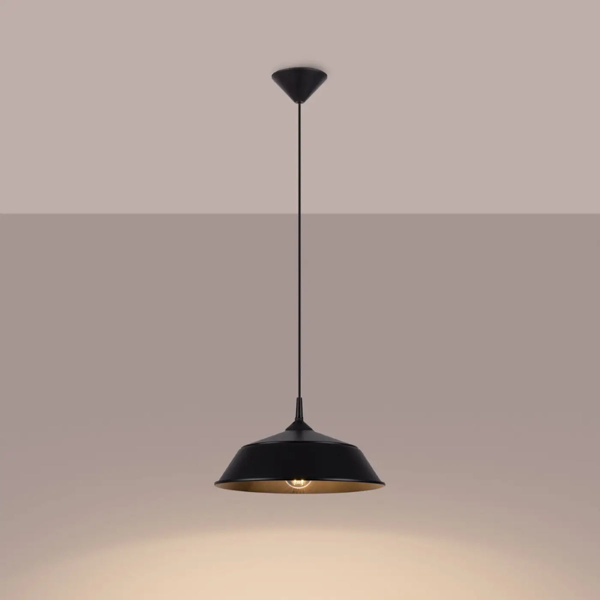 Suspension dôme évasé en acier, 34 cm, courte de 74 cm
