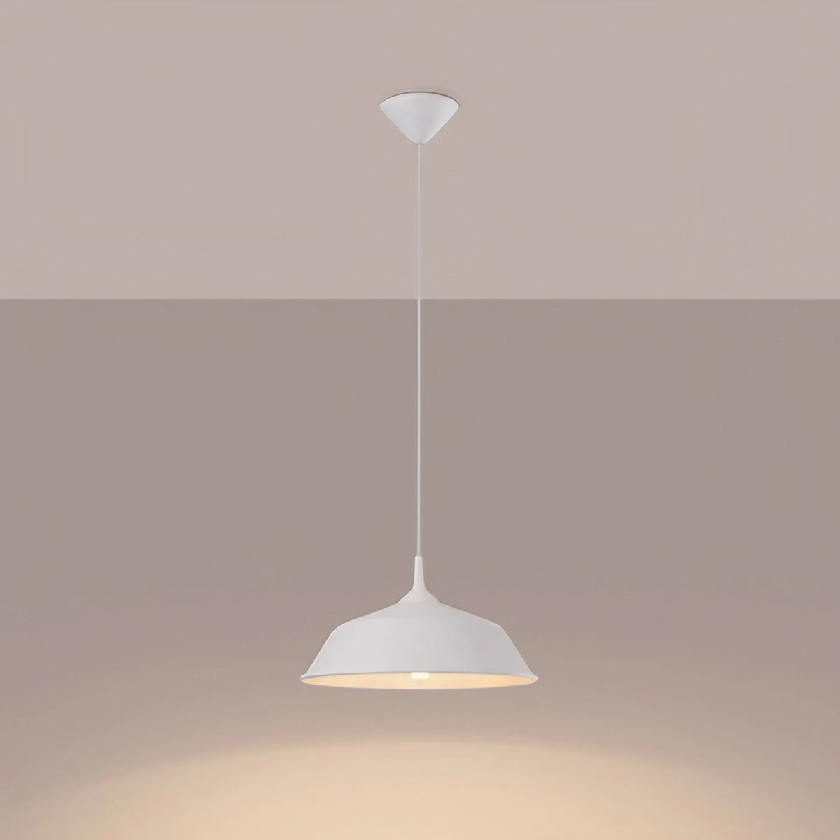 Suspension dôme évasé en acier, 34 cm, courte de 74 cm