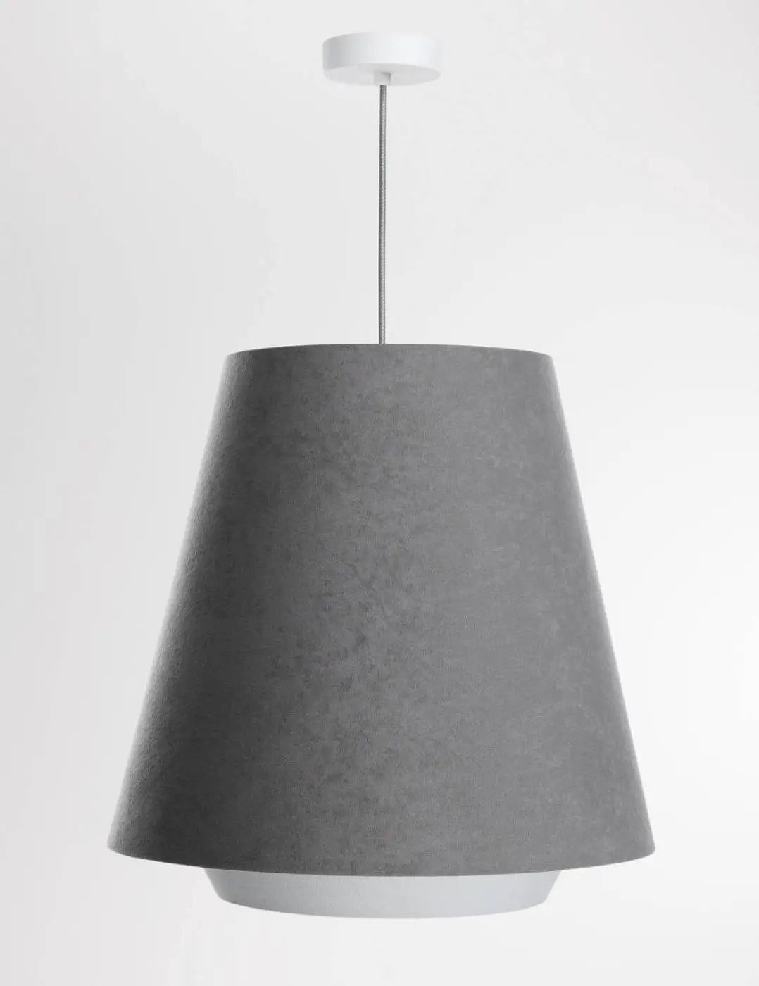 Suspension conique en tissu gris, blanc et argent