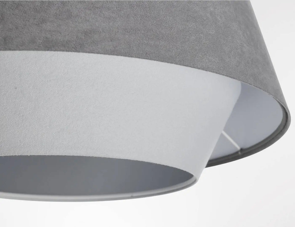 Suspension conique en tissu gris, blanc et argent