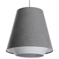 Suspension conique en tissu gris, blanc et argent