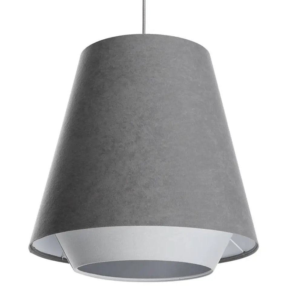 Suspension conique en tissu gris, blanc et argent