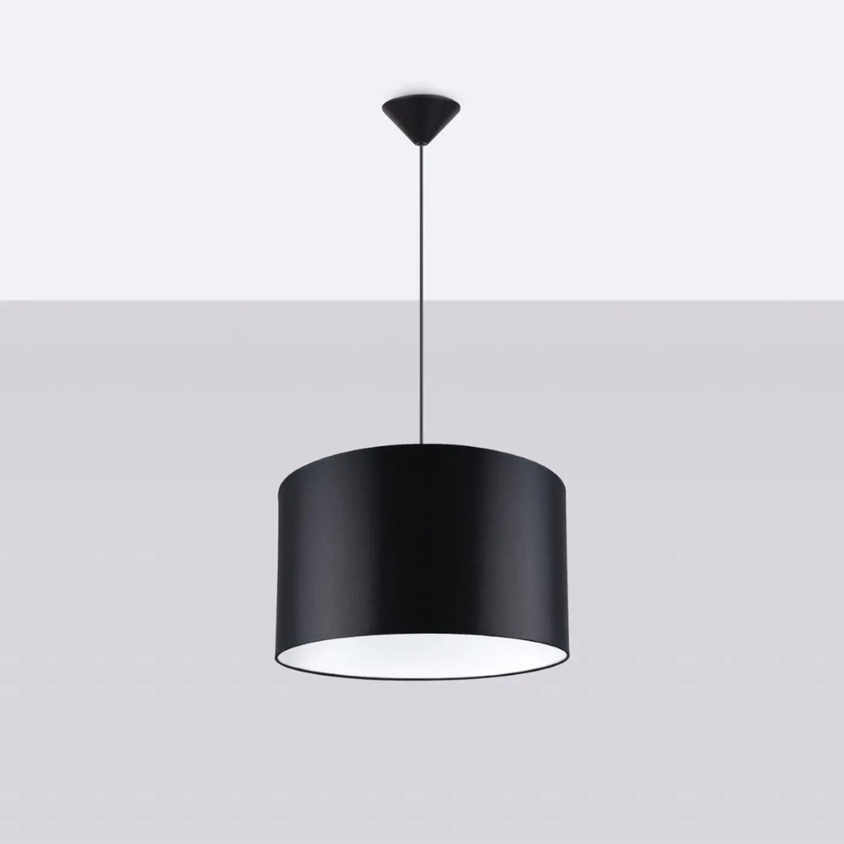Suspension abat-jour cylindrique en tissu, 30 ou 40 cm, blanc ou noir, noir