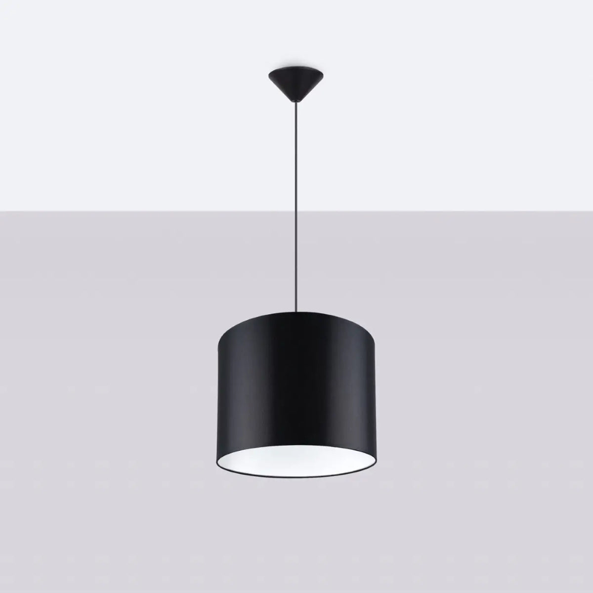 Suspension abat-jour cylindrique en tissu, 30 ou 40 cm, blanc ou noir, noir