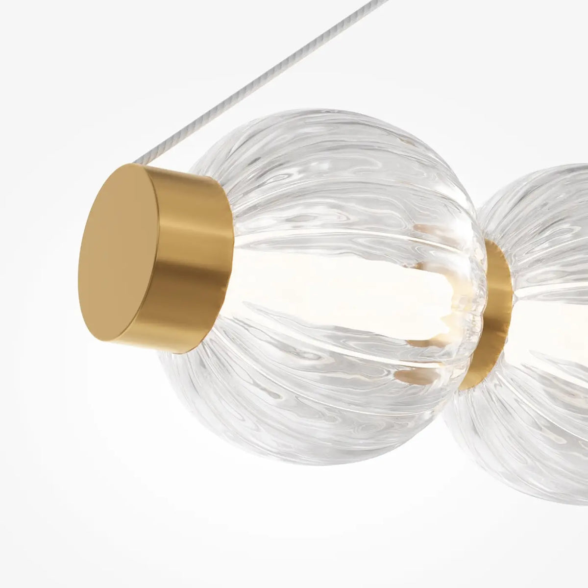 Suspension LED linéaire à perles de verre strié, 110 cm