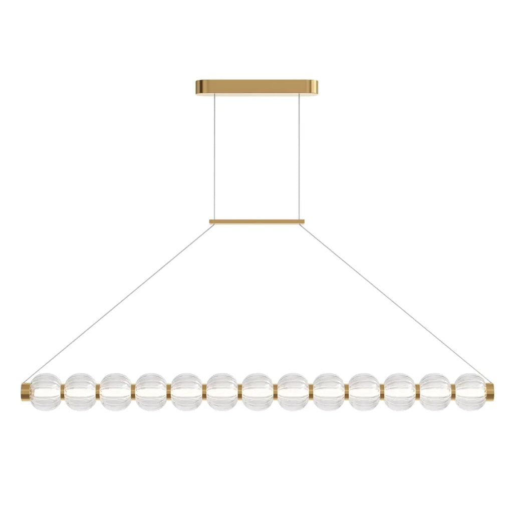Suspension LED linéaire à perles de verre strié, 110 cm