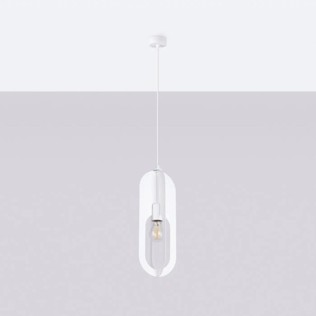 Suspension anneau ovale en acier blanc, 1 ou 3 lumières, E27