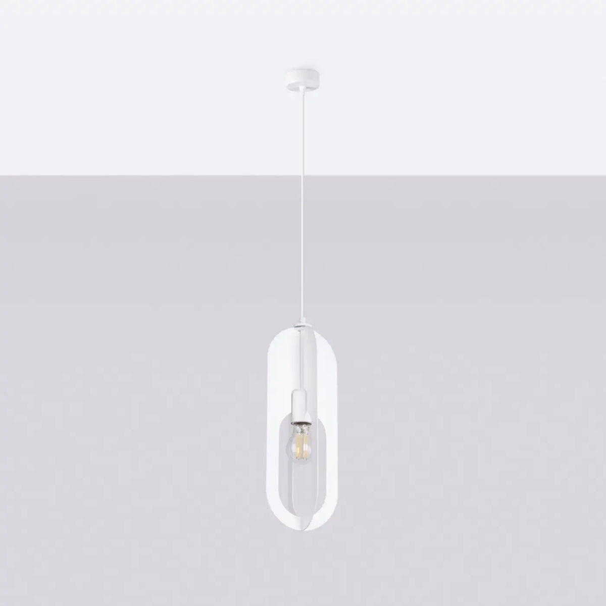 Suspension anneau ovale en acier blanc, 1 ou 3 lumières, E27
