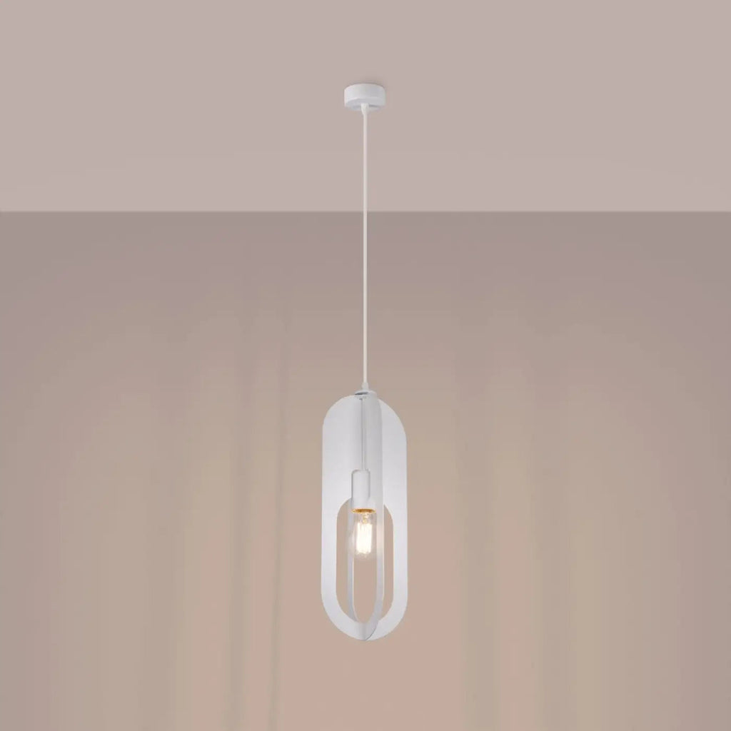 Suspension anneau ovale en acier blanc, 1 ou 3 lumières, E27