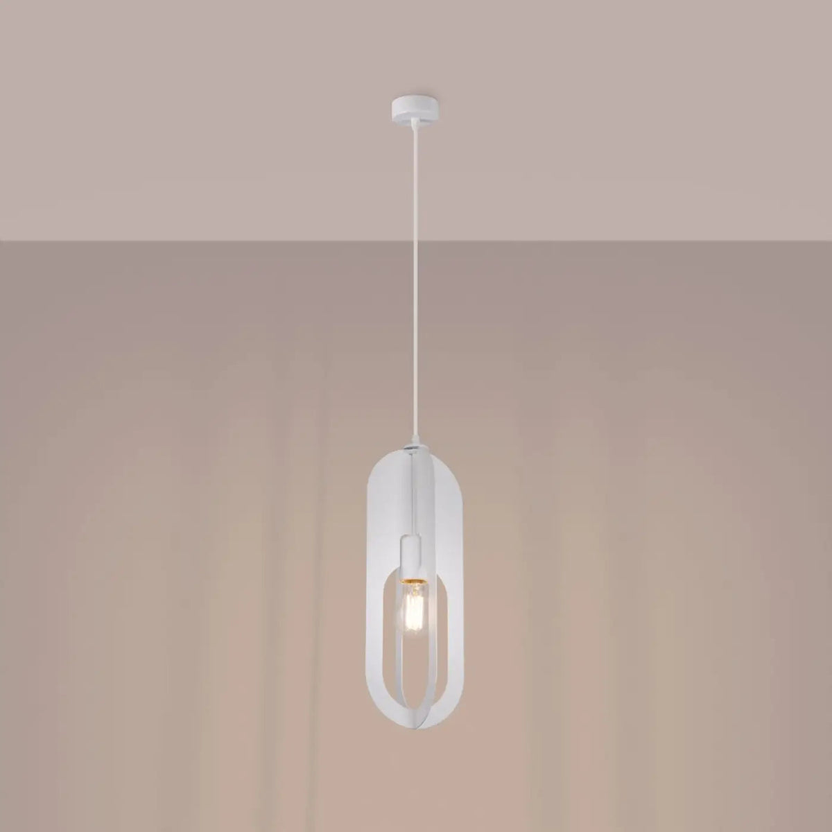 Suspension anneau ovale en acier blanc, 1 ou 3 lumières, E27