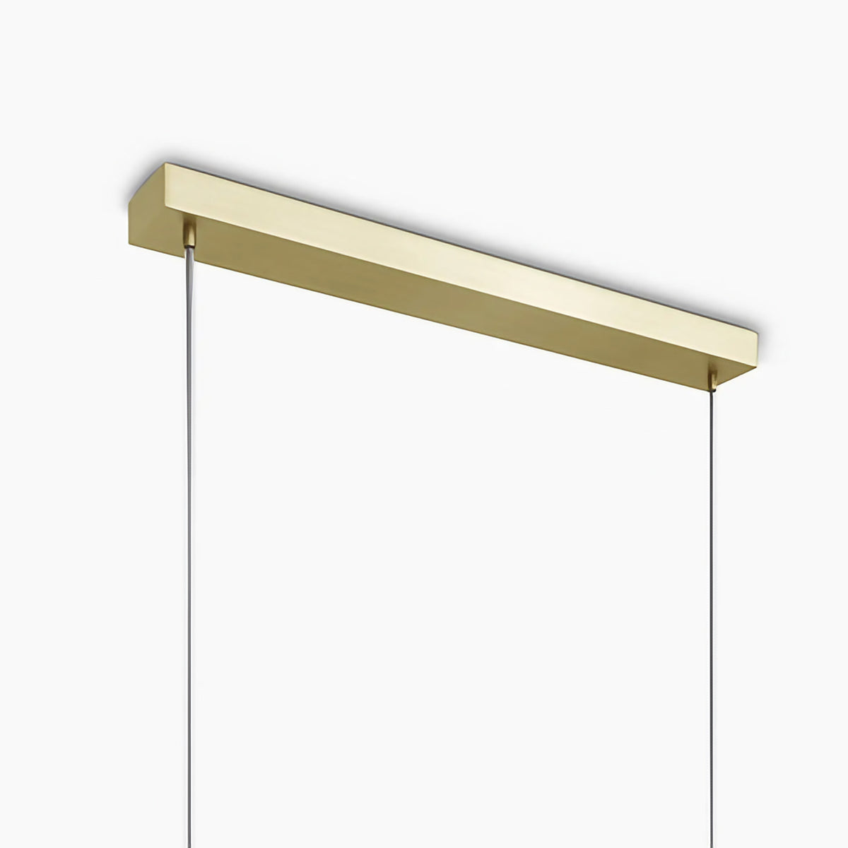 Suspension linéaire 4 lumières en verre strié, barre dorée
