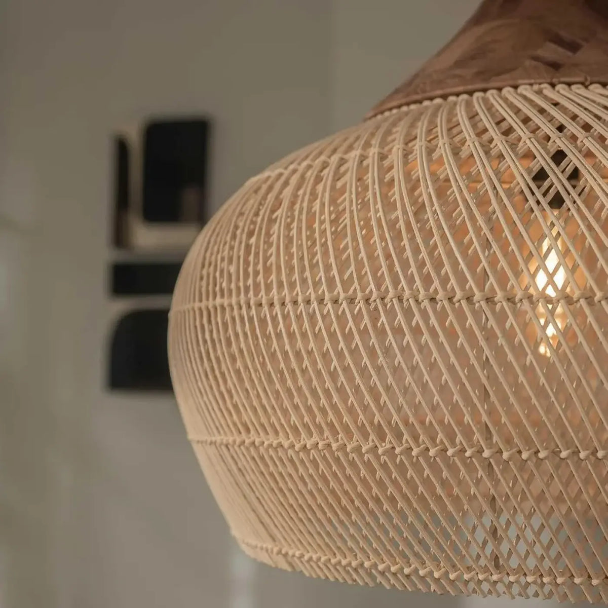 Suspension en osier tressé en forme de chapeau, tailles S et M