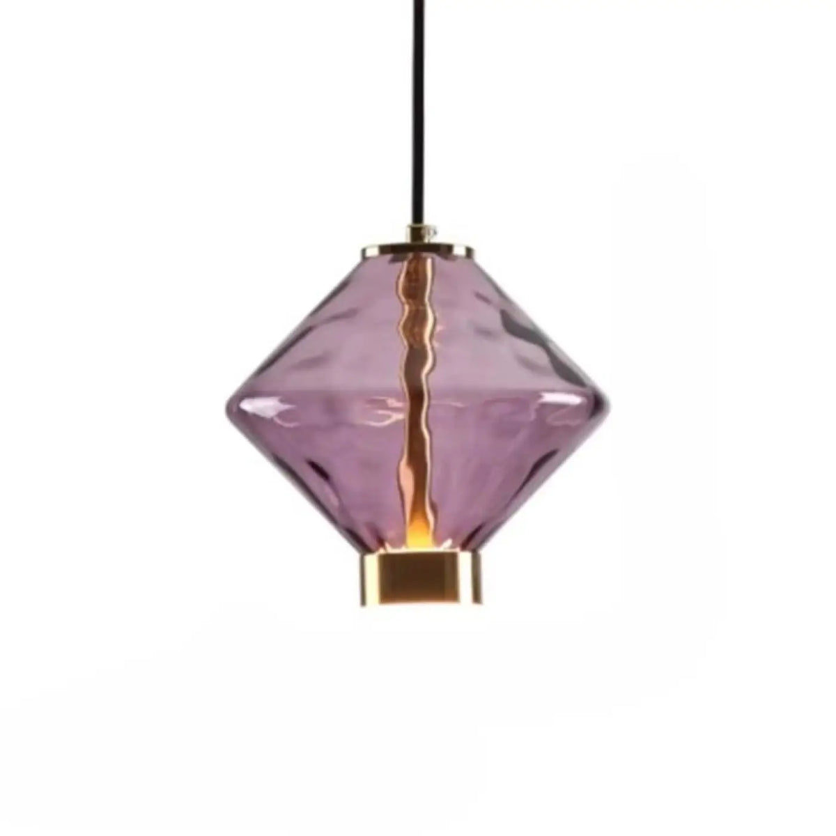 Suspension en verre soufflé violet, détails dorés, dix modèles