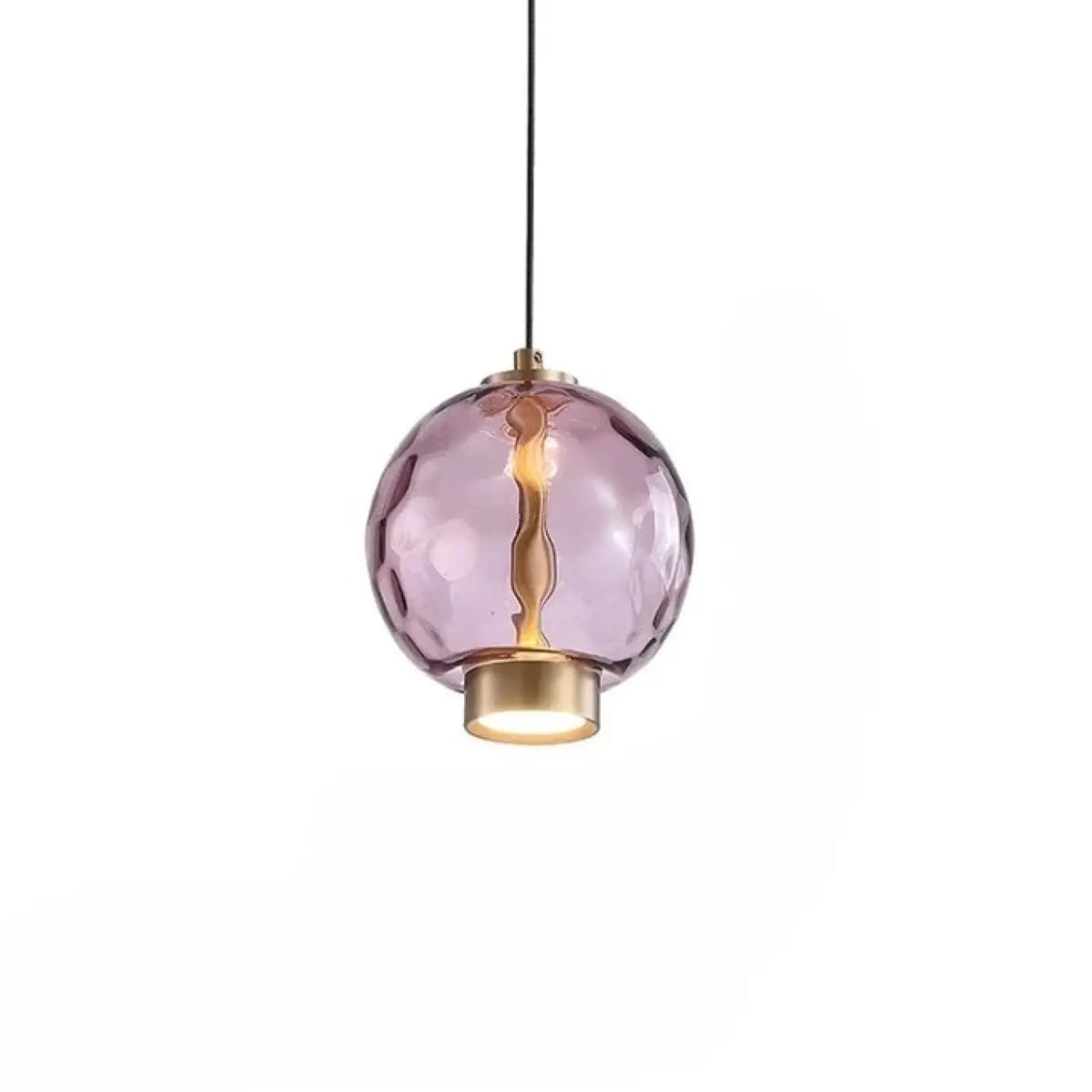 Suspension en verre soufflé violet, détails dorés, dix modèles