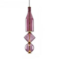 Suspension en verre soufflé violet, détails dorés, dix modèles