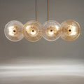 Suspension linéaire en verre pressé ambré, 103 cm, 8 ampoules