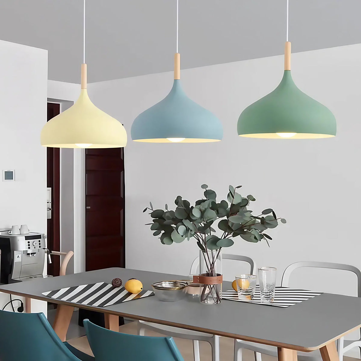 Suspension dôme scandinave, sept coloris, trois lumières
