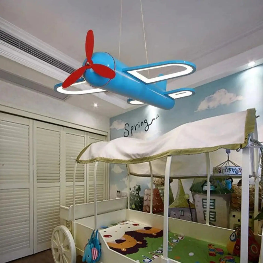 Suspension avion pour chambre d'enfant, jaune ou bleu