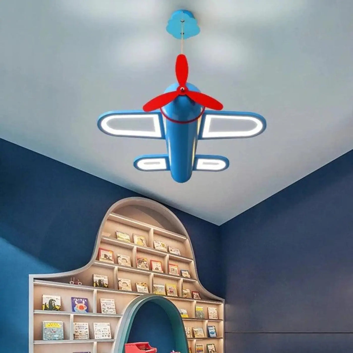 Suspension avion pour chambre d'enfant, jaune ou bleu