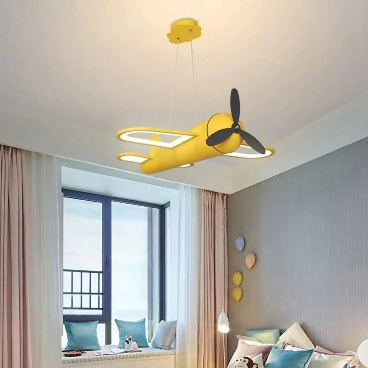 Suspension avion pour chambre d'enfant, jaune ou bleu, jaune
