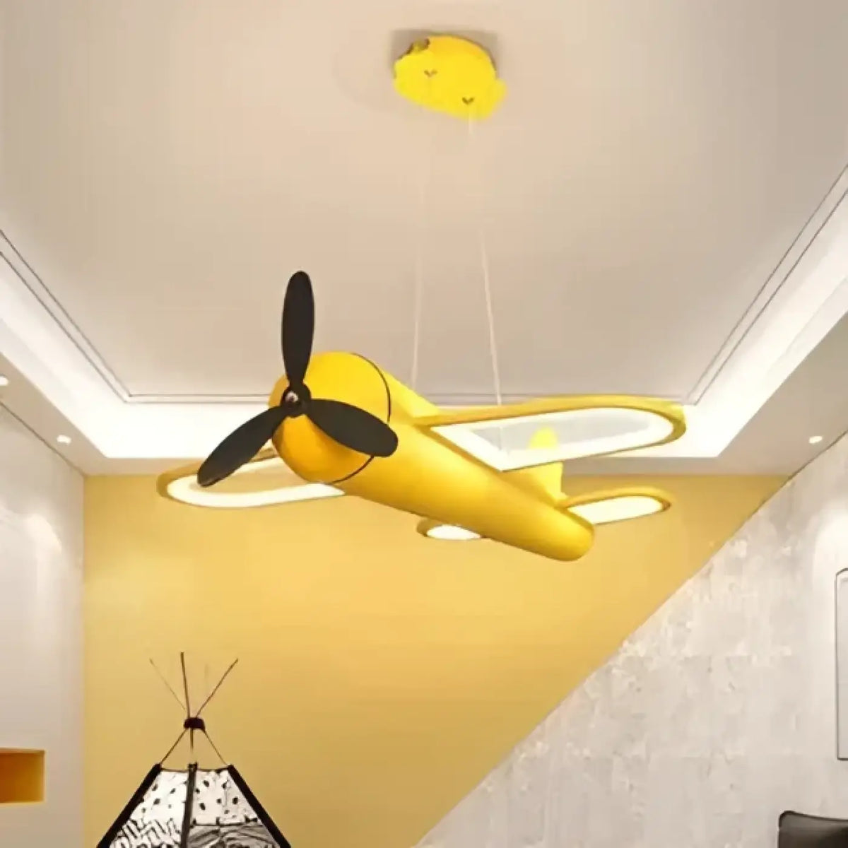 Suspension avion pour chambre d'enfant, jaune ou bleu