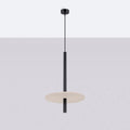 Suspension tige fine en acier noir et disque de feutre, G9, beige/noir