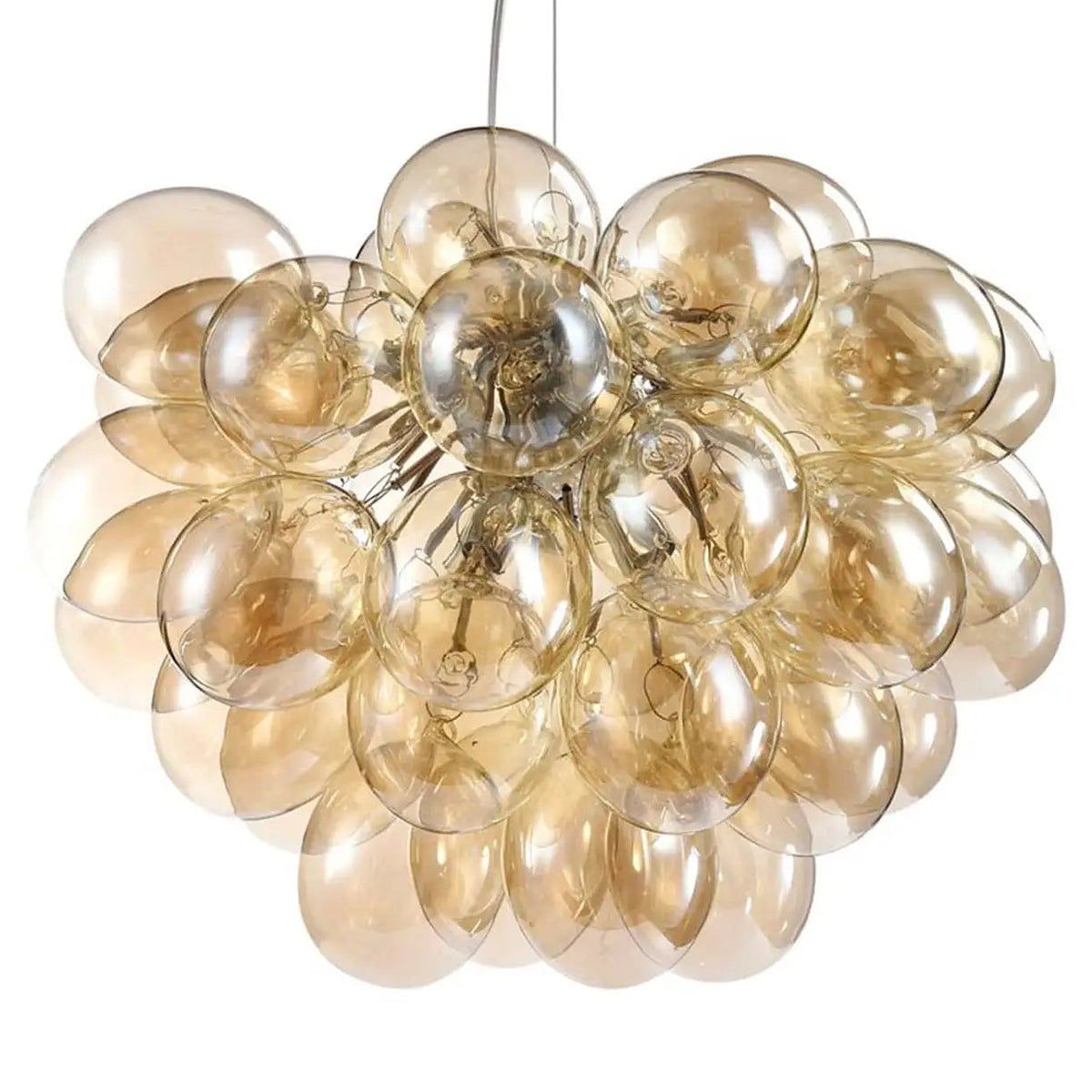 Suspension grappe de 8 globes en verre teinté, 50 cm