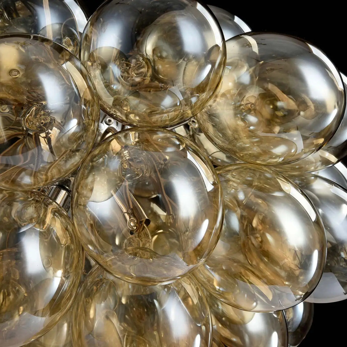 Suspension grappe de 8 globes en verre teinté, 50 cm