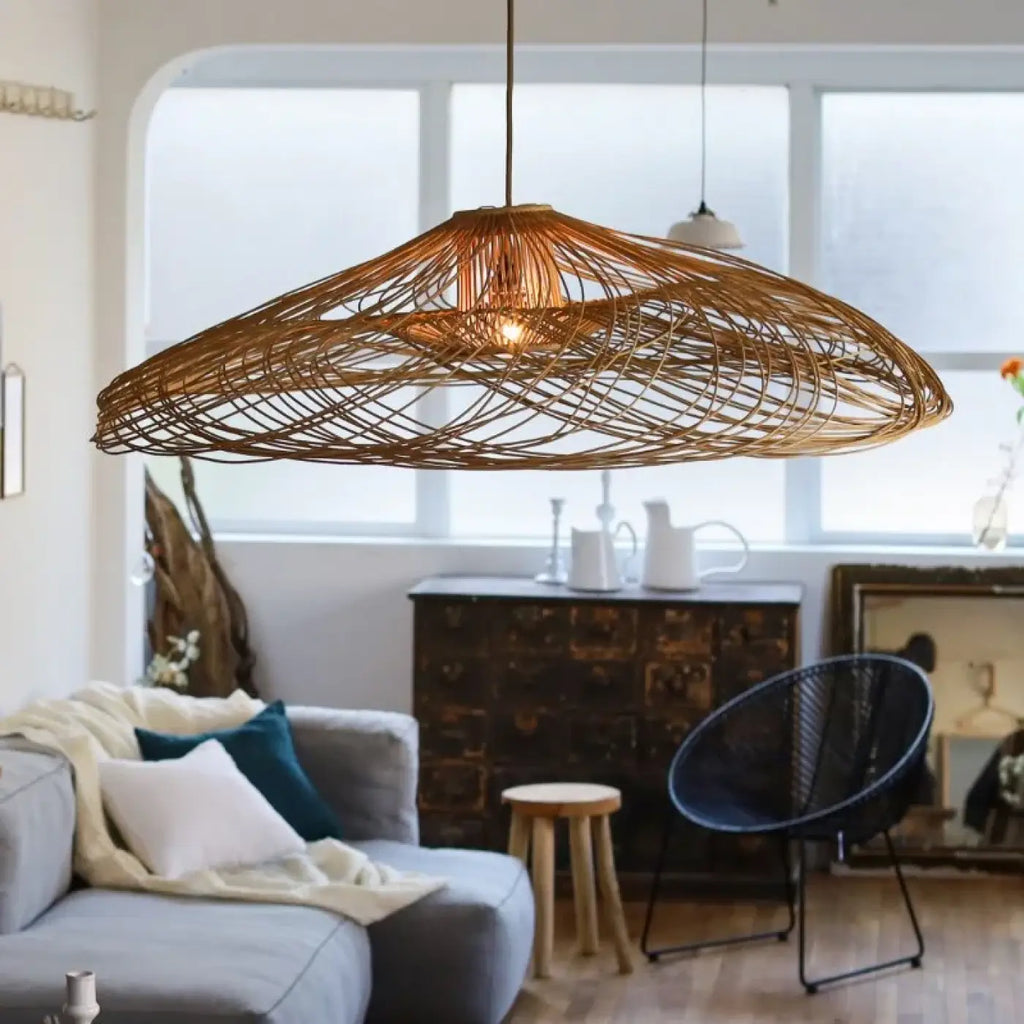 Suspension en bambou tressé, forme organique, tailles S et M