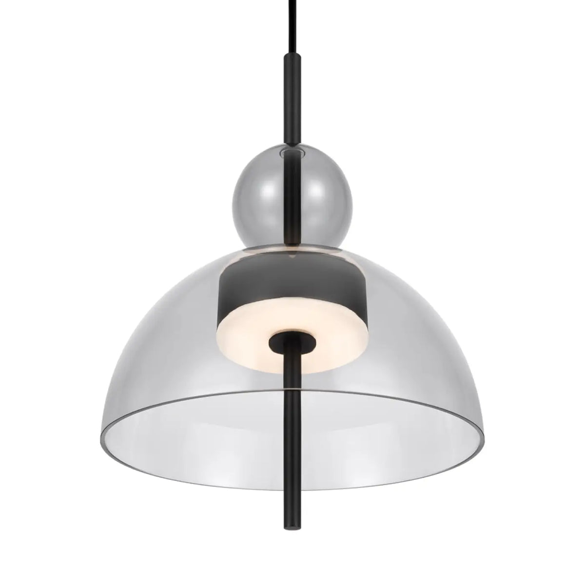 Suspension LED en verre transparent ou fumé, trois formes au choix