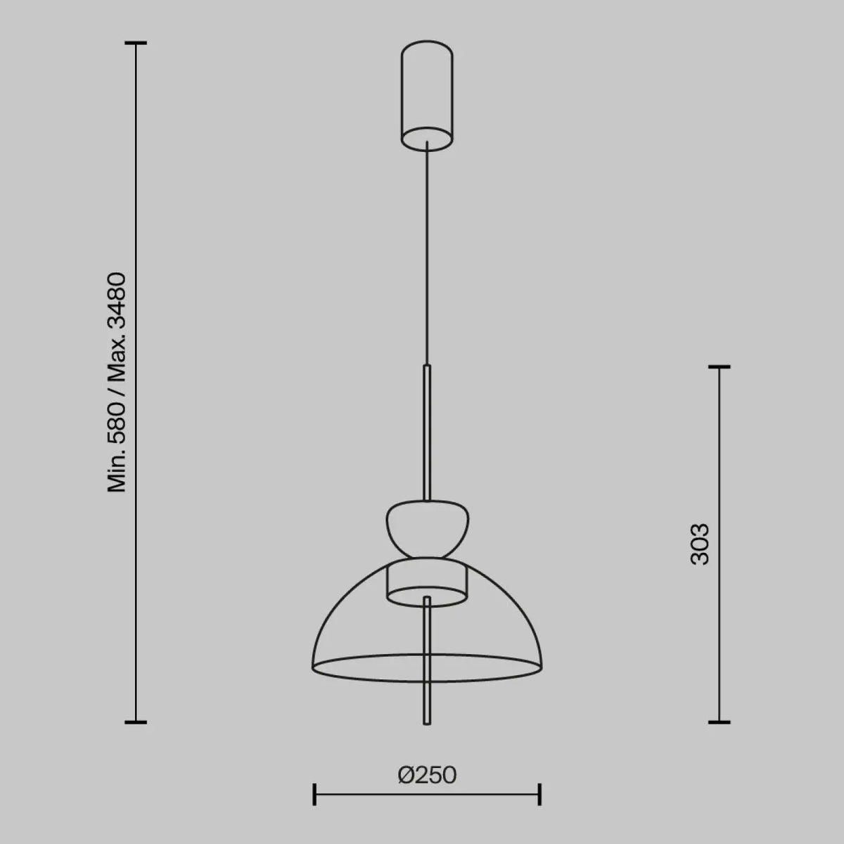 Suspension LED en verre transparent ou fumé, trois formes au choix
