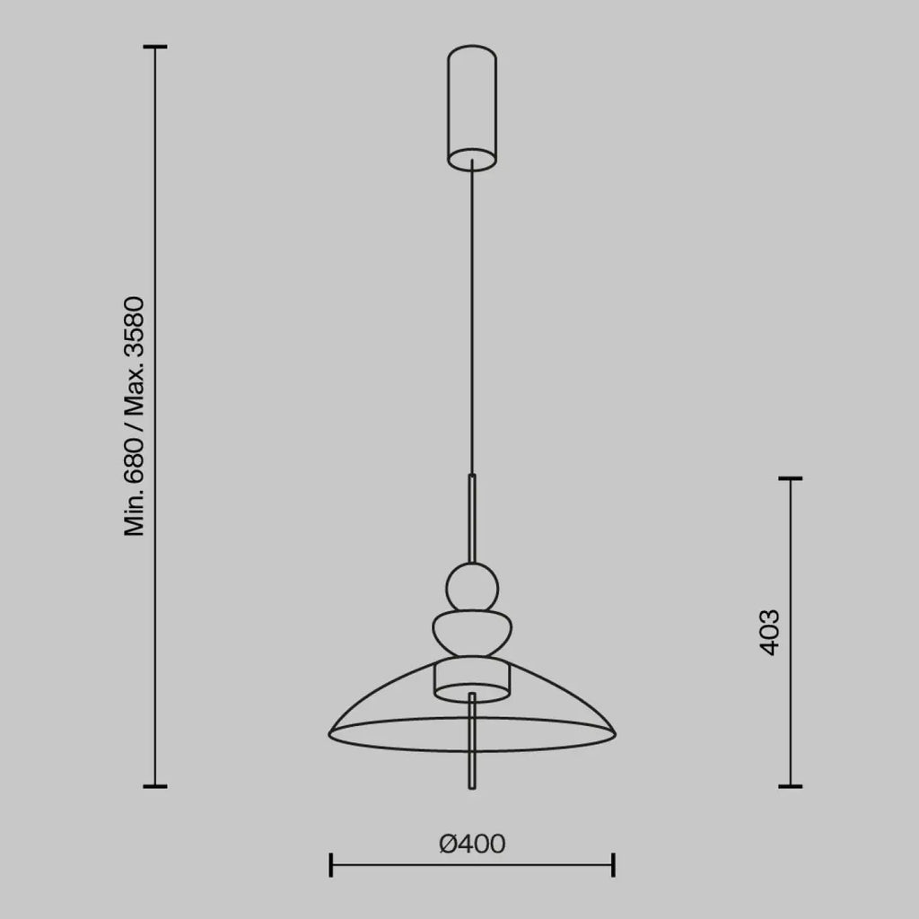 Suspension LED en verre transparent ou fumé, trois formes au choix