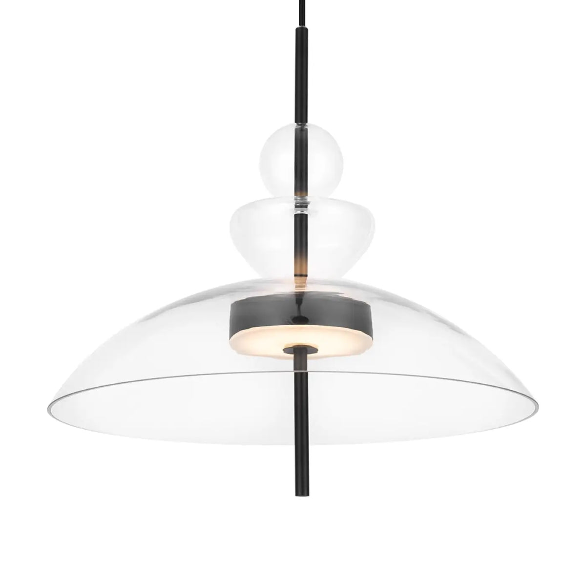 Suspension LED en verre transparent ou fumé, trois formes au choix