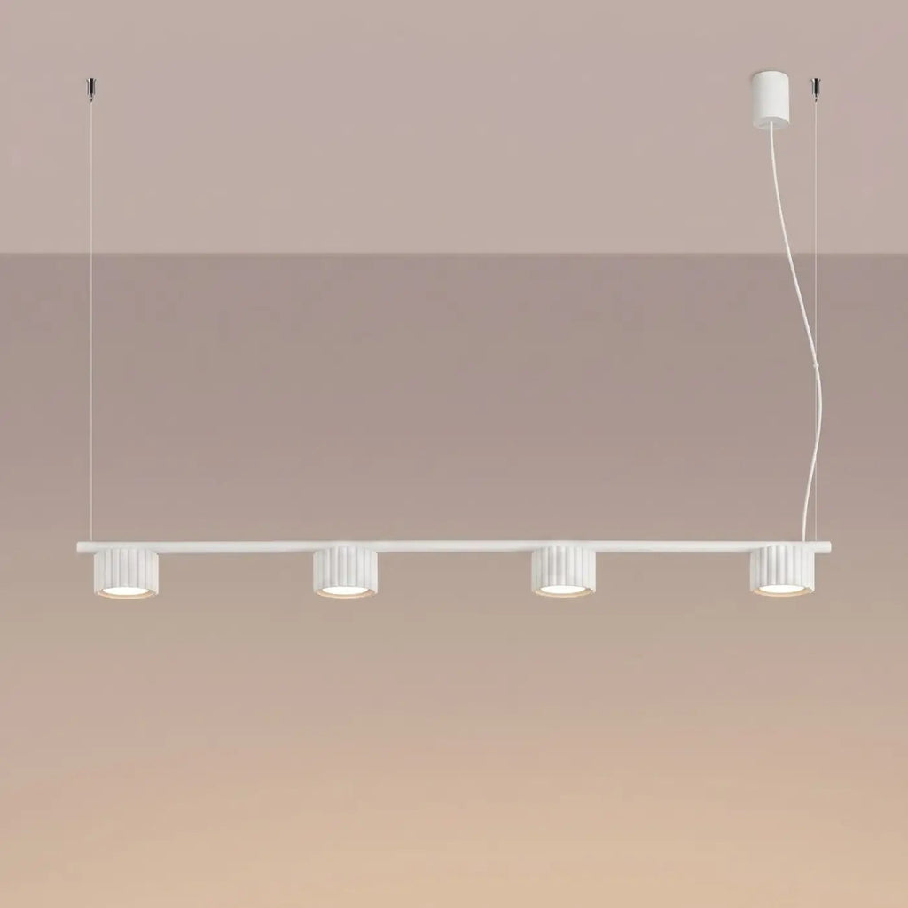 Suspension barre à 4 spots cannelés en aluminium, 122 cm