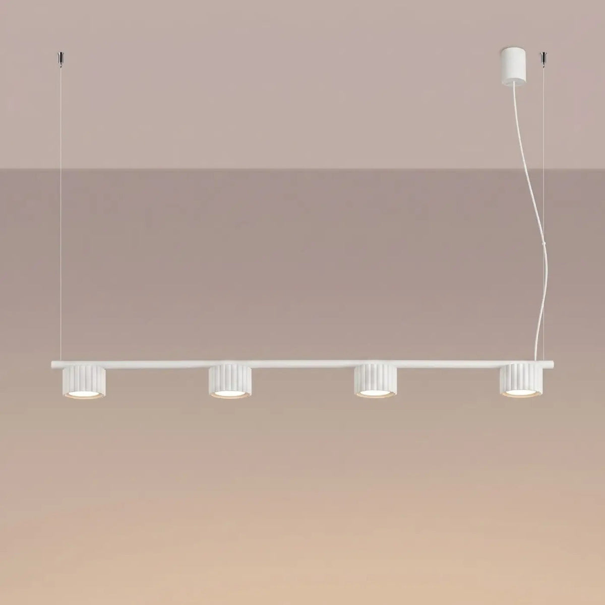 Suspension barre à 4 spots cannelés en aluminium, 122 cm
