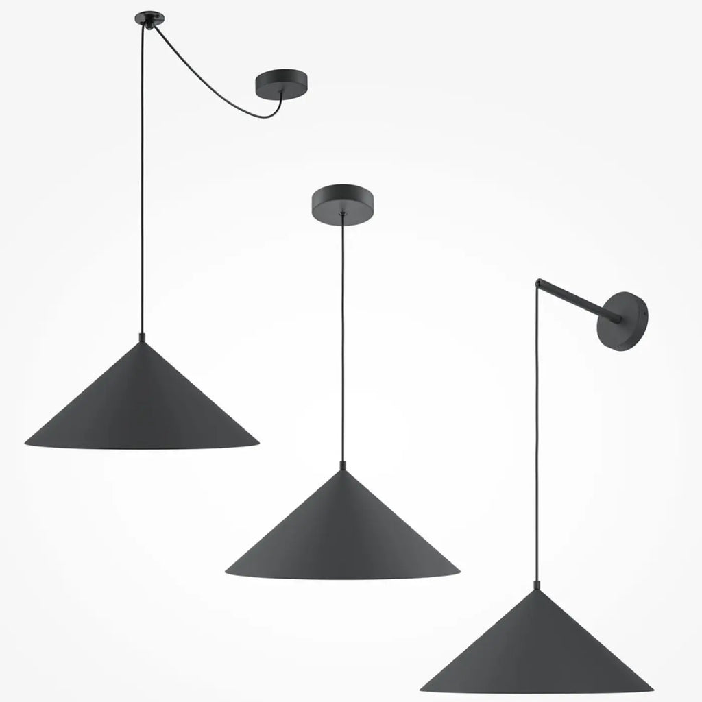 Suspension conique en métal mat, 35 cm, quatre coloris