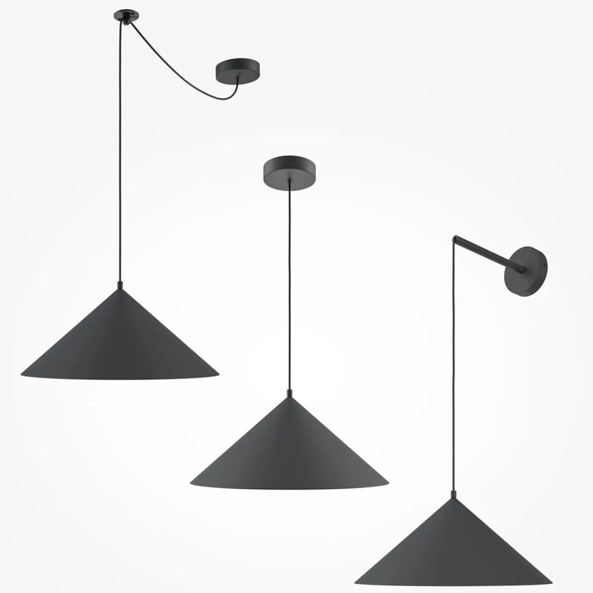 Suspension conique en métal mat, 35 cm, quatre coloris