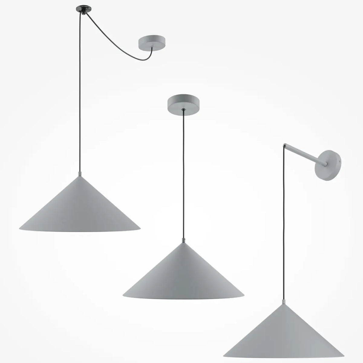 Suspension conique en métal mat, 35 cm, quatre coloris