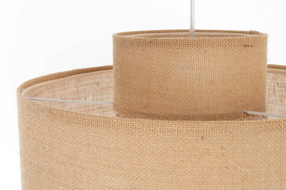 Suspension à double abat-jour en tissu beige, style naturel