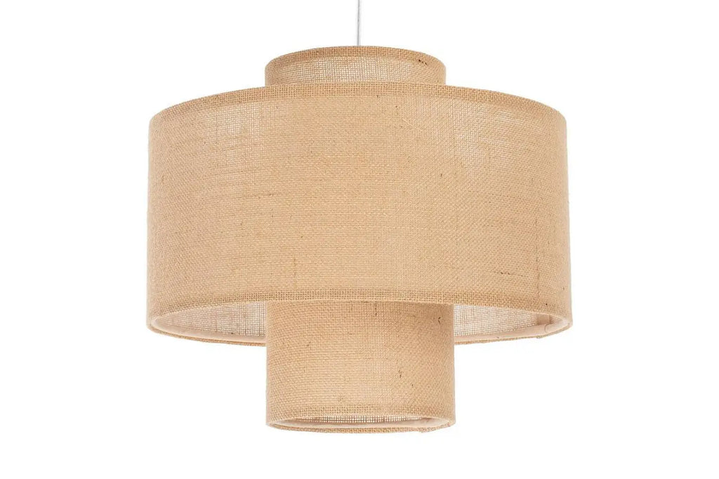 Suspension à double abat-jour en tissu beige, style naturel