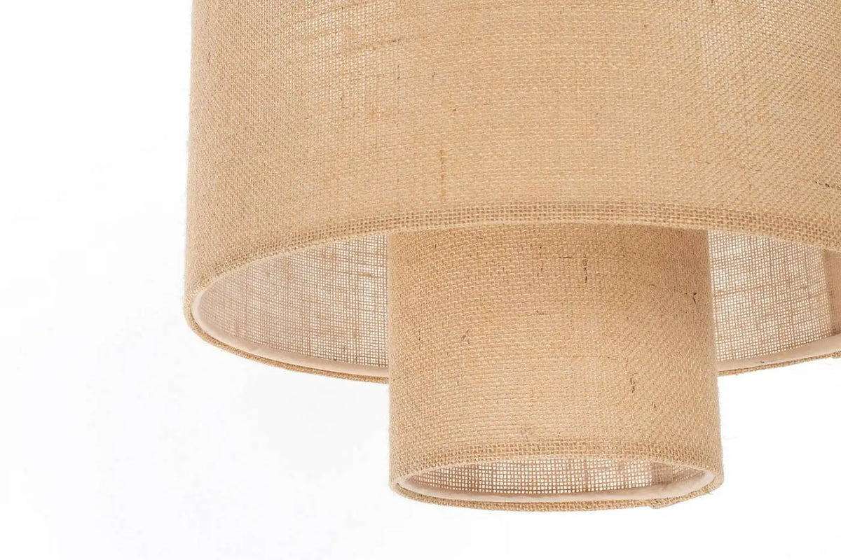 Suspension à double abat-jour en tissu beige, style naturel