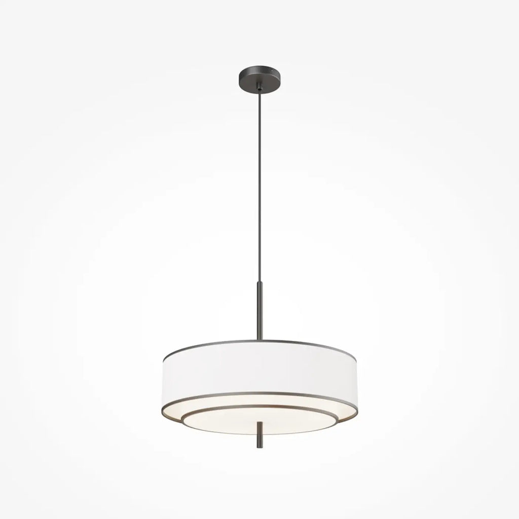 Suspension abat-jour en tissu blanc de 50 cm, cinq lumières