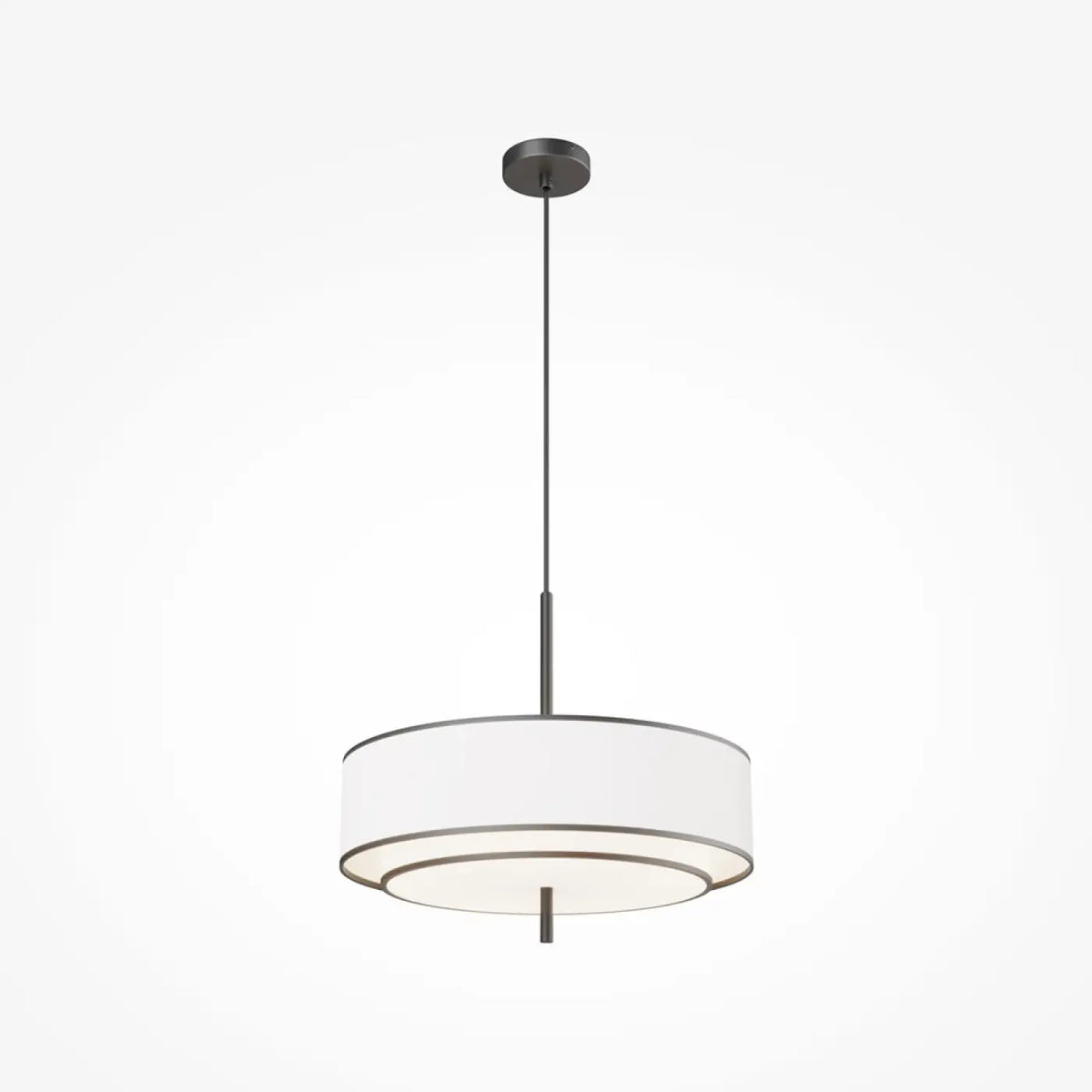Suspension abat-jour en tissu blanc de 50 cm, cinq lumières