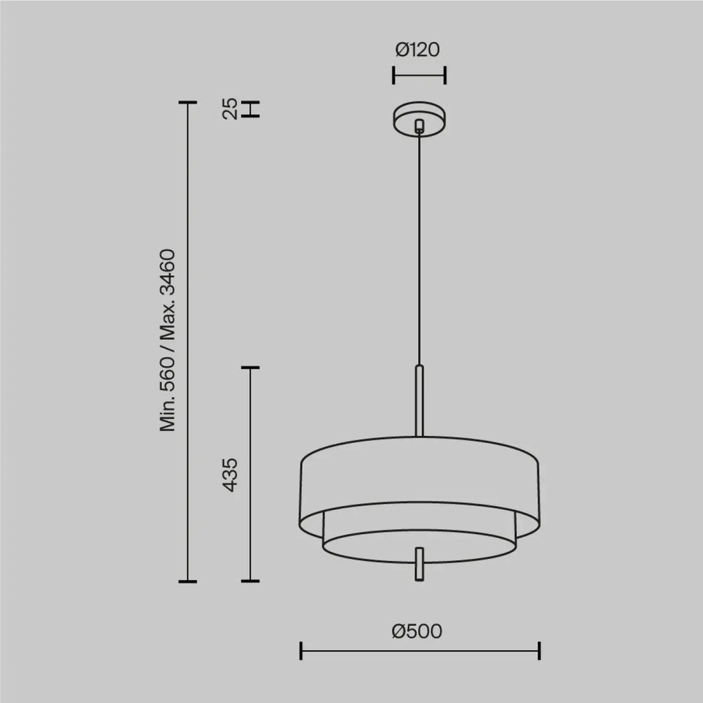 Suspension abat-jour en tissu blanc de 50 cm, cinq lumières